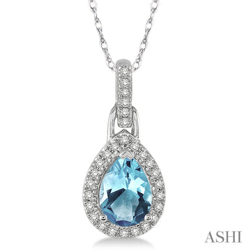 Pear Shape Aquamarine & Diamond Pendant